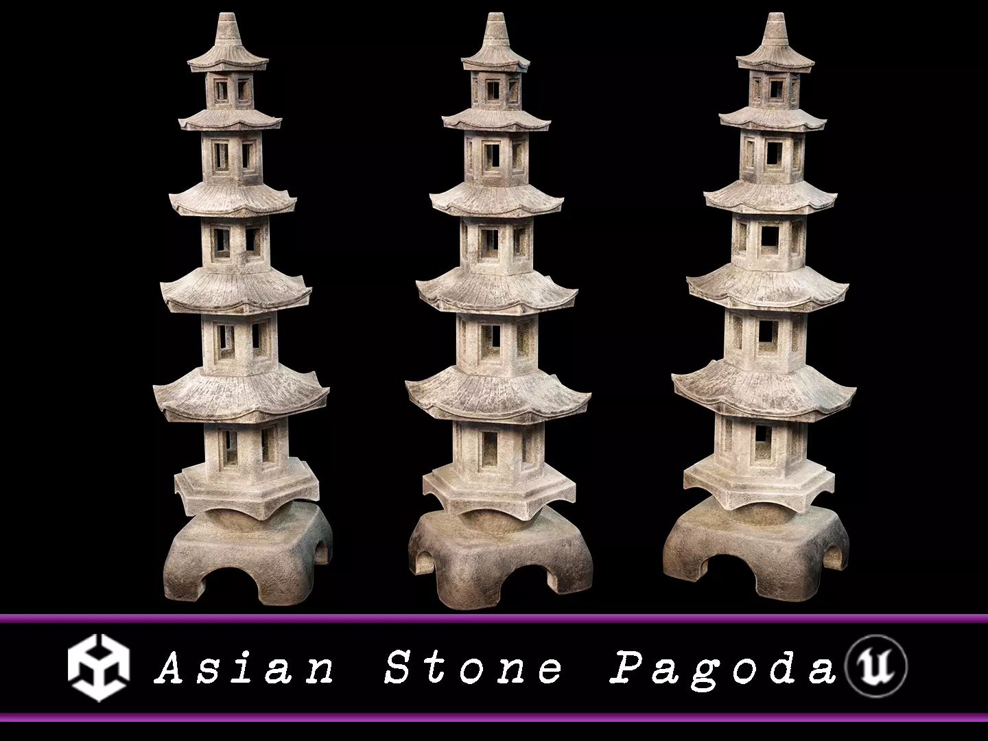 Asian Stone Pagoda Low-poly 3D model