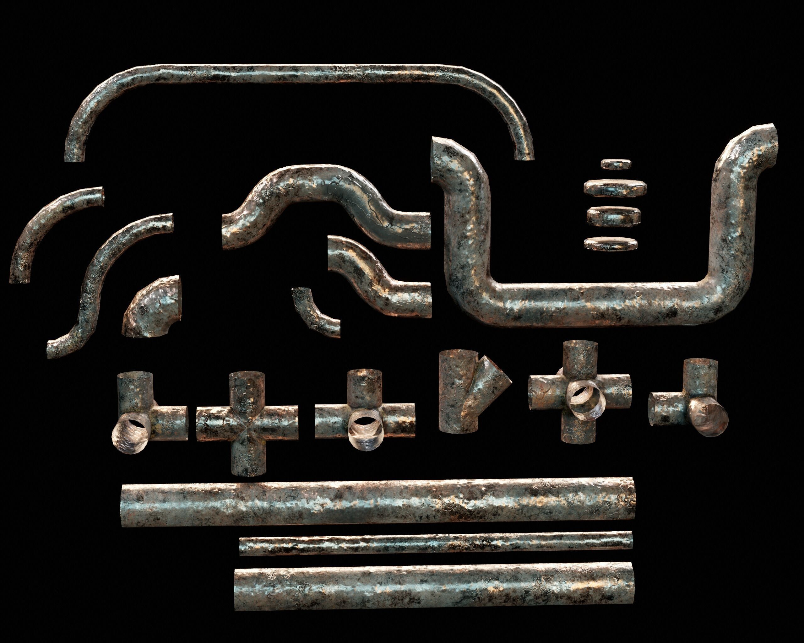 Modular Piping Set 1 Low-poly 3D model_2