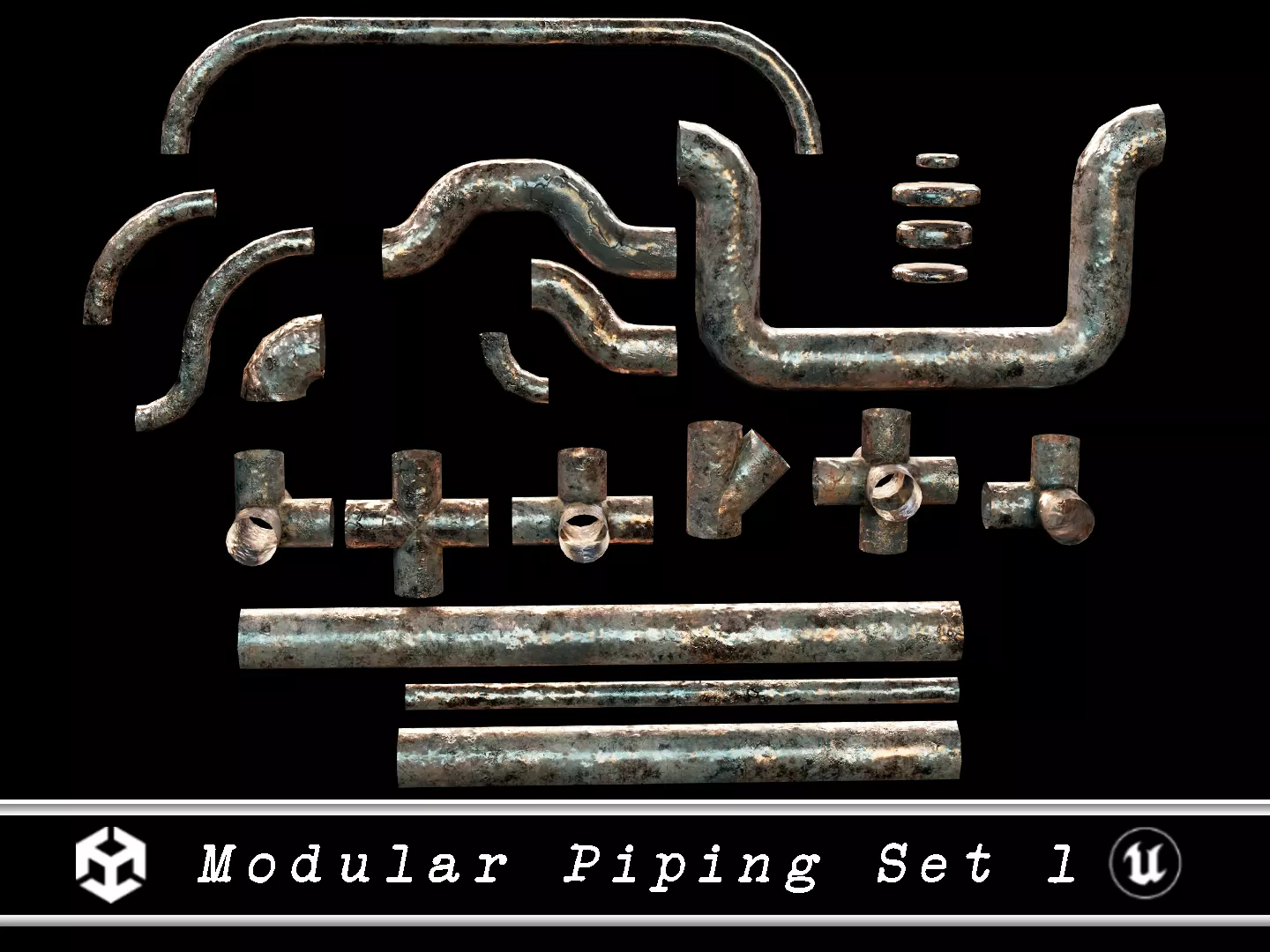 Modular Piping Set 1 Low-poly 3D model_0