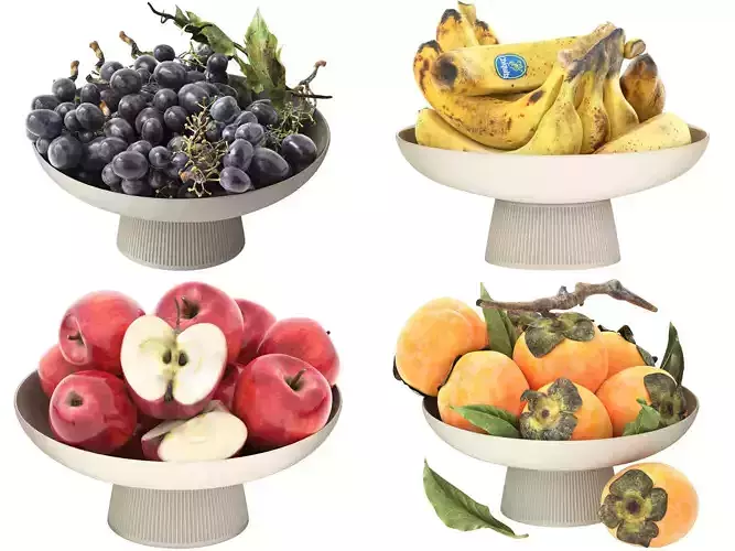 bowls of fruits collection 06 3D model