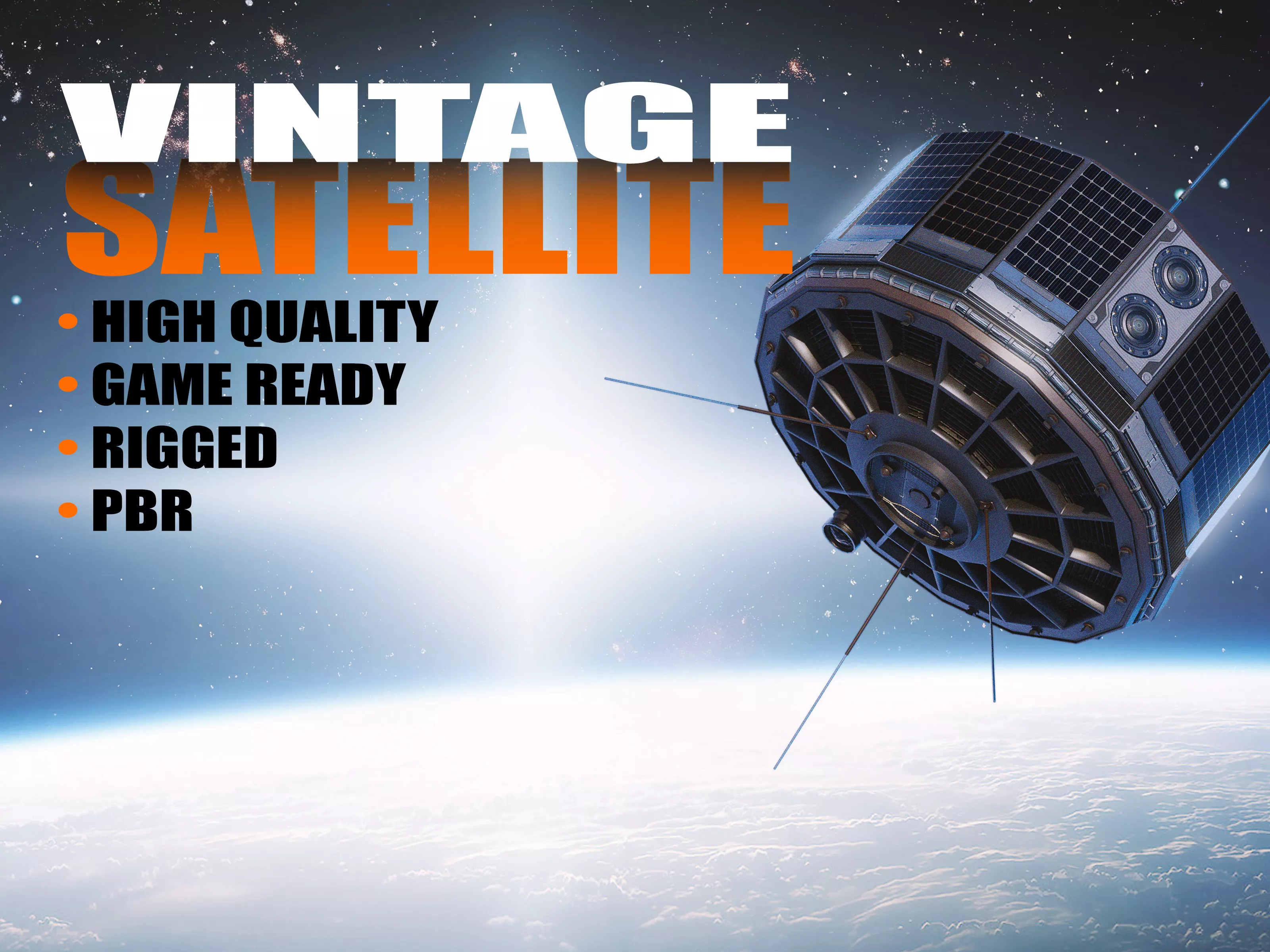 Vintage Satellite Low-poly 3D model