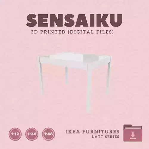 1 LATT Childrens Table for Miniature Dollhouse - IKEA - 3D Print