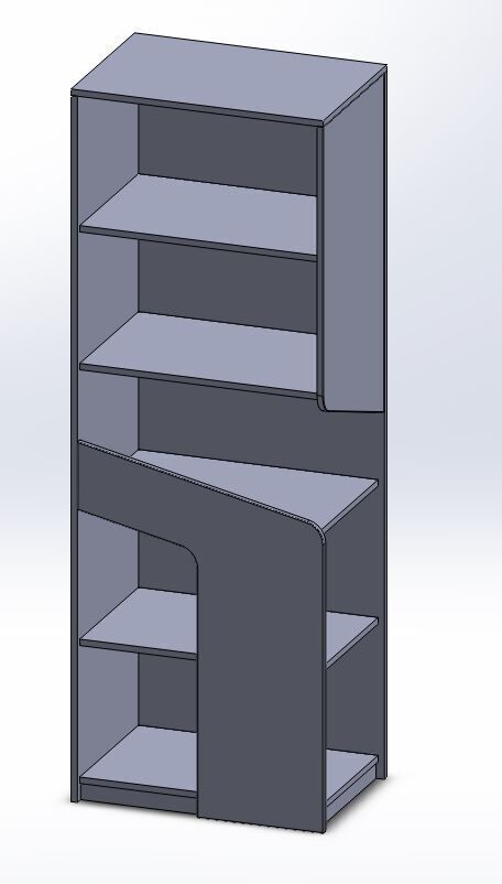 Modern Asymmetrical Open Shelf Cabinet 3D model_1