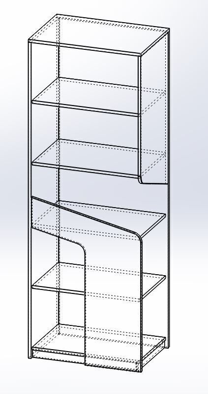 Modern Asymmetrical Open Shelf Cabinet 3D model_2
