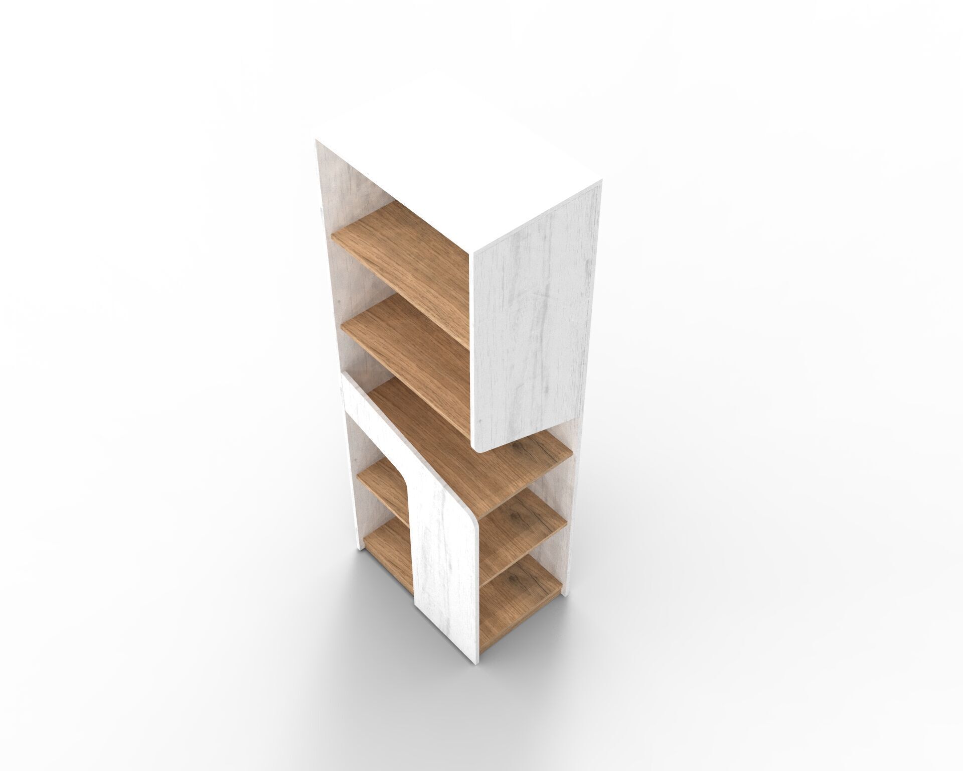 Modern Asymmetrical Open Shelf Cabinet 3D model_7