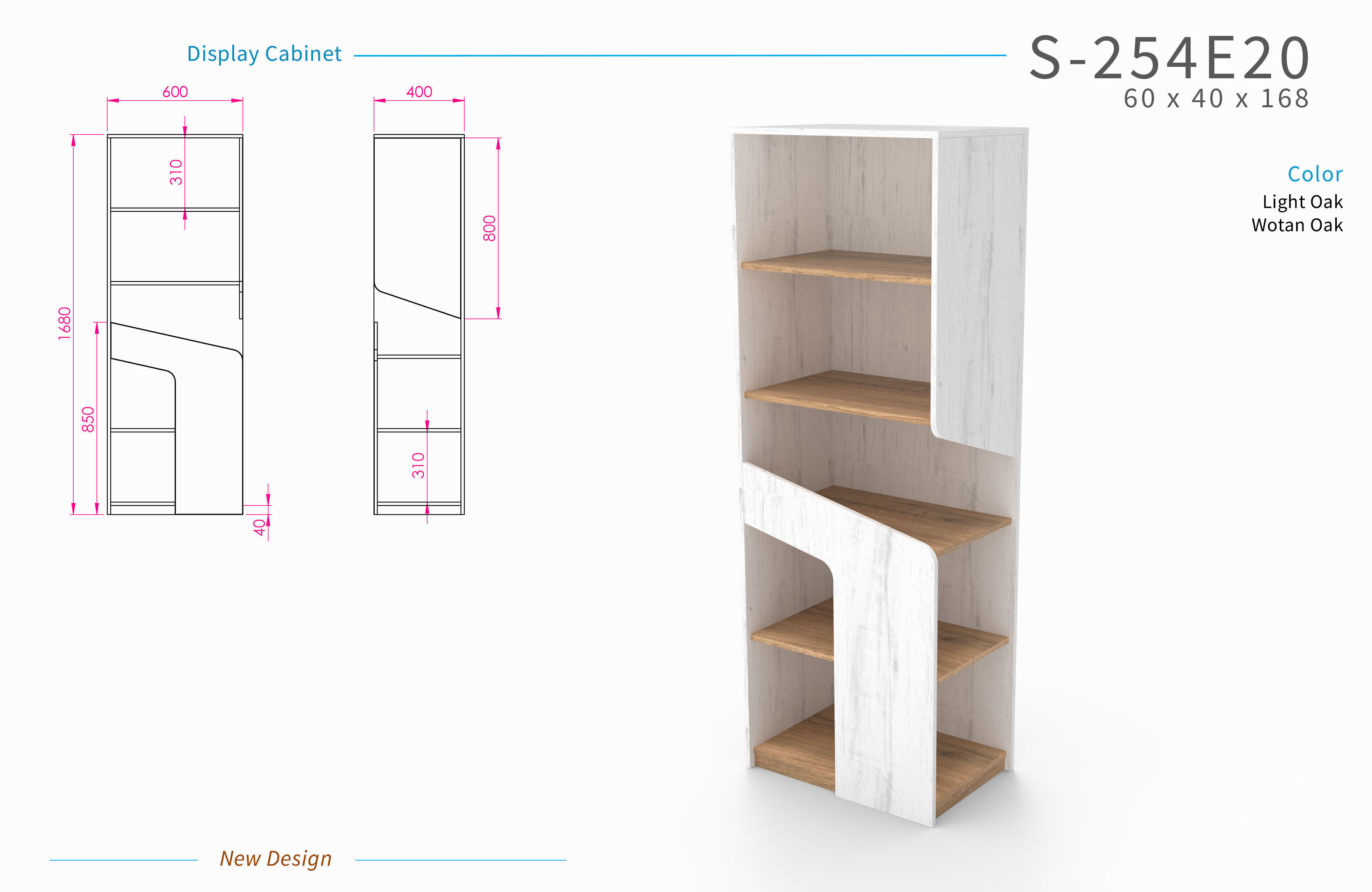 Modern Asymmetrical Open Shelf Cabinet 3D model_3