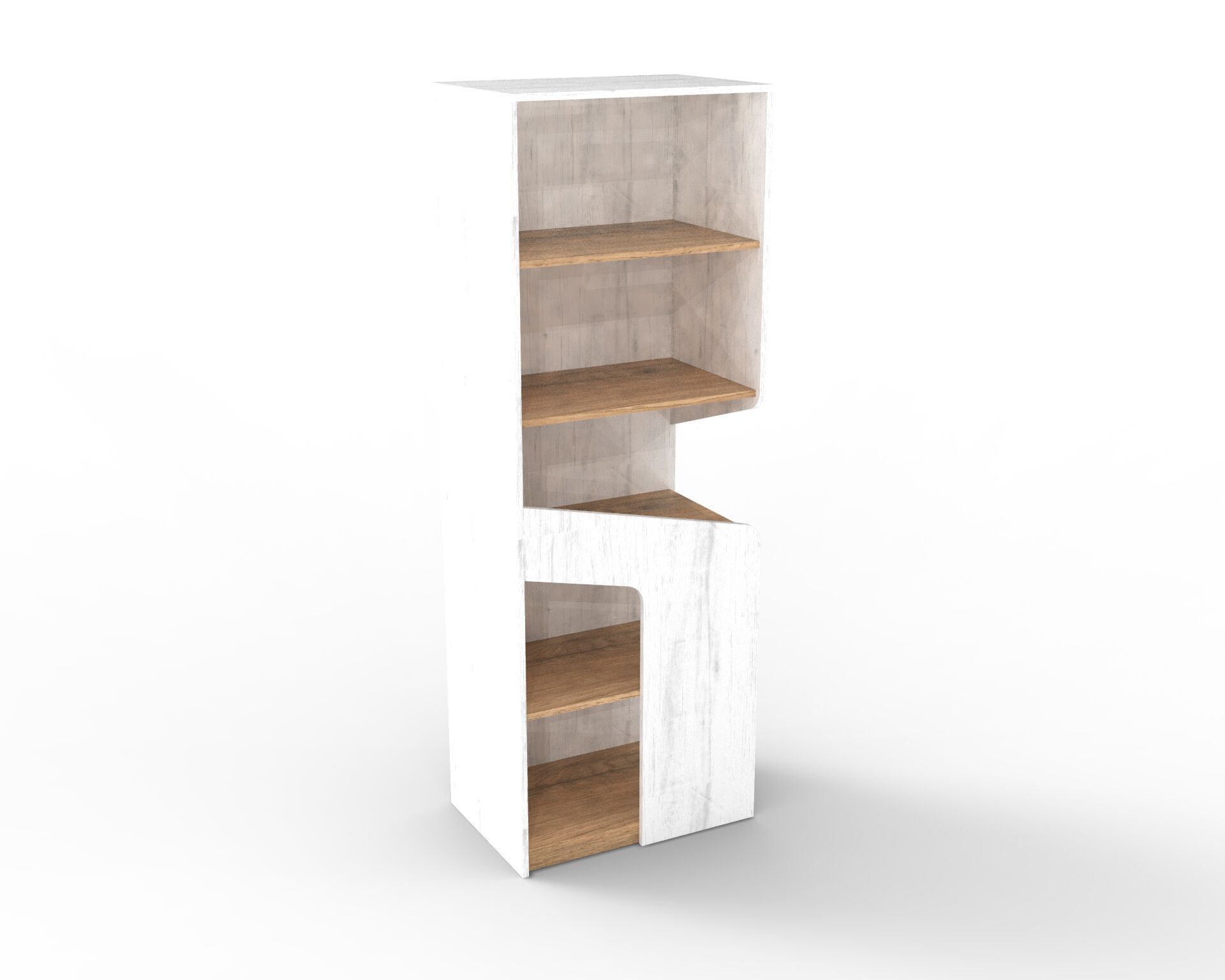 Modern Asymmetrical Open Shelf Cabinet 3D model_4