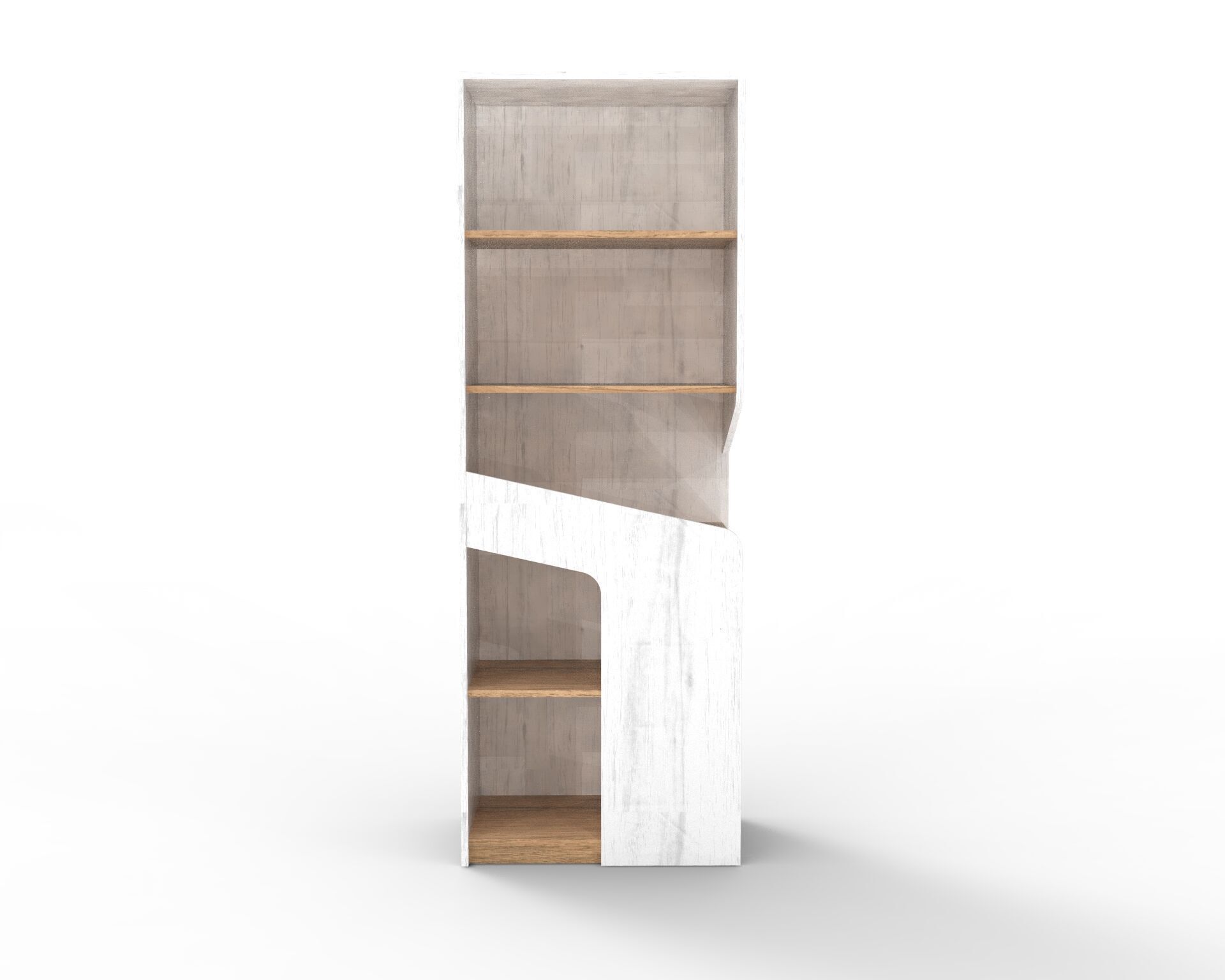 Modern Asymmetrical Open Shelf Cabinet 3D model_6