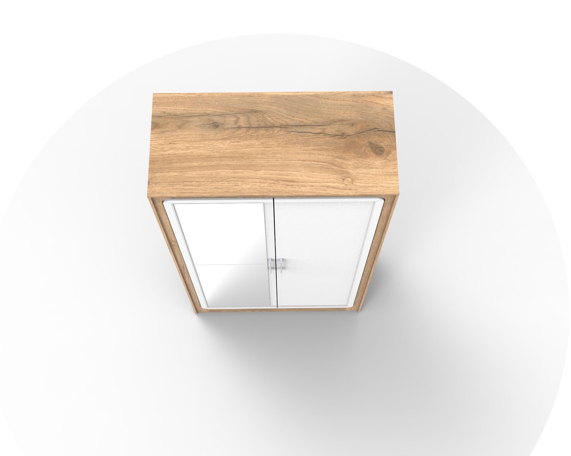 Minimal Two Door Wardrobe 3D Model with Mirror Panel 3D model_6