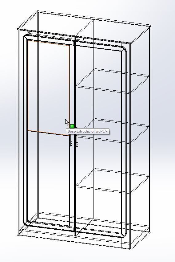 Minimal Two Door Wardrobe 3D Model with Mirror Panel 3D model_2