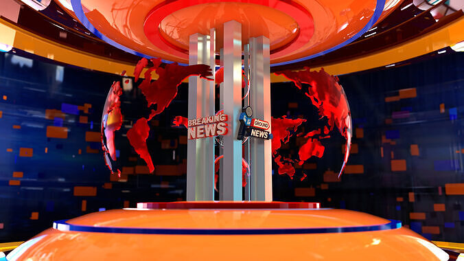 news studio setup  Low-poly 3D model