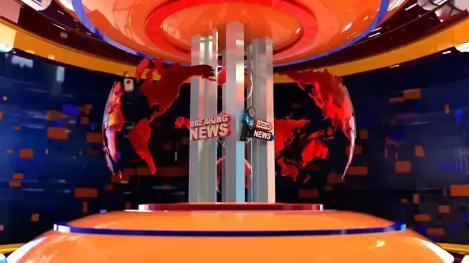 news studio setup Low-poly 3D model news studio setup Low-poly 3D model