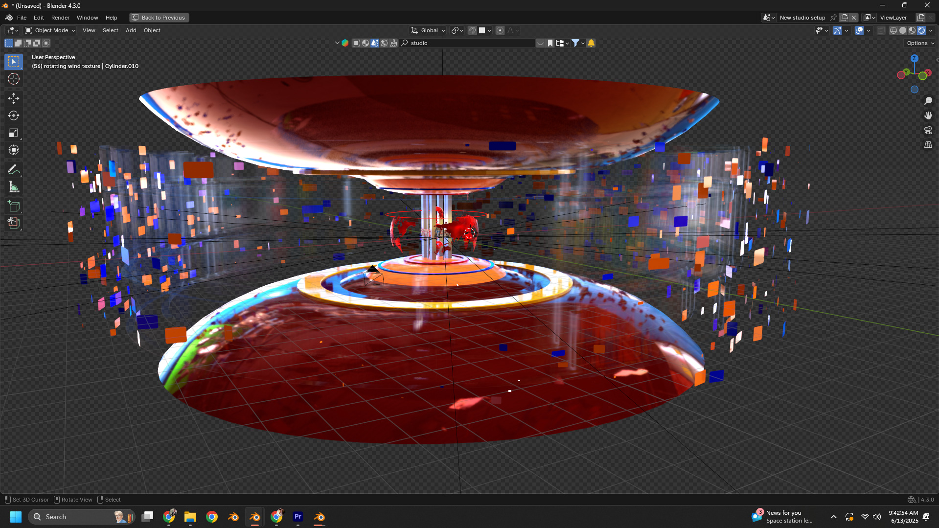 news studio setup Low-poly 3D model_3