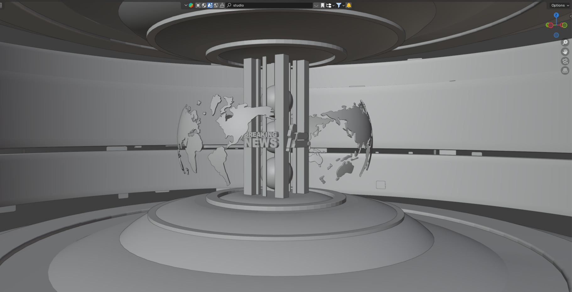 news studio setup Low-poly 3D model_6