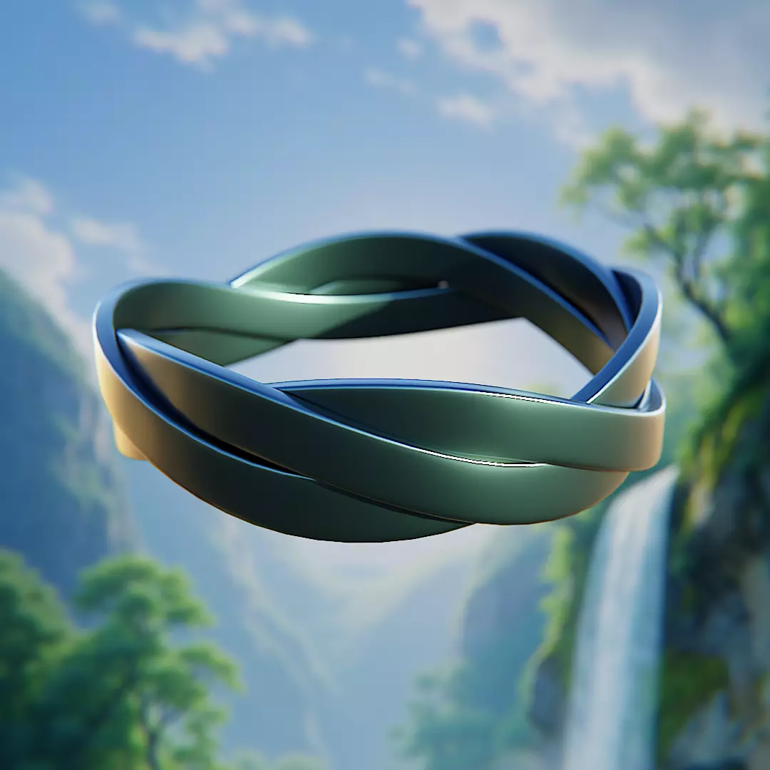 Twilight Twist Ring - Futuristic Sculpted Loop 3D Print 88 3D print model_0