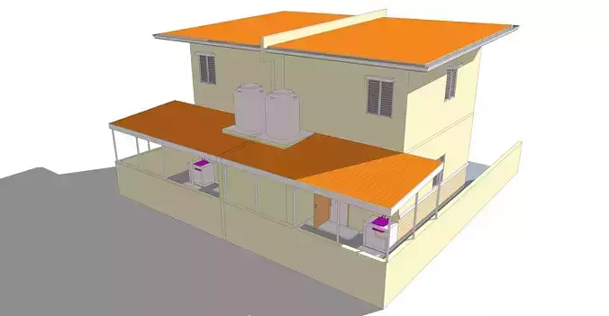 2 storey single-attached house 3D model