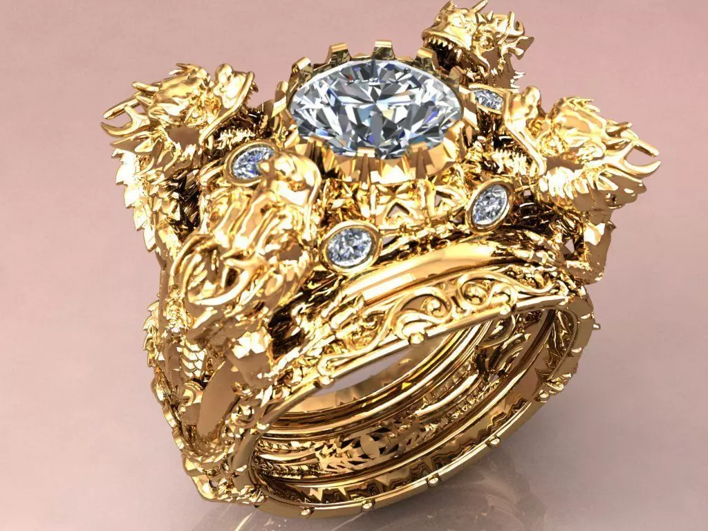 Dragon Ring 18k 3D 3D print model