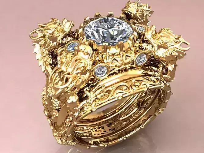 Dragon Ring 18k 3D