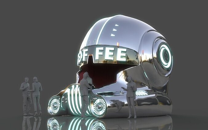 Helmet-Themed Coffee Shop 3D model
