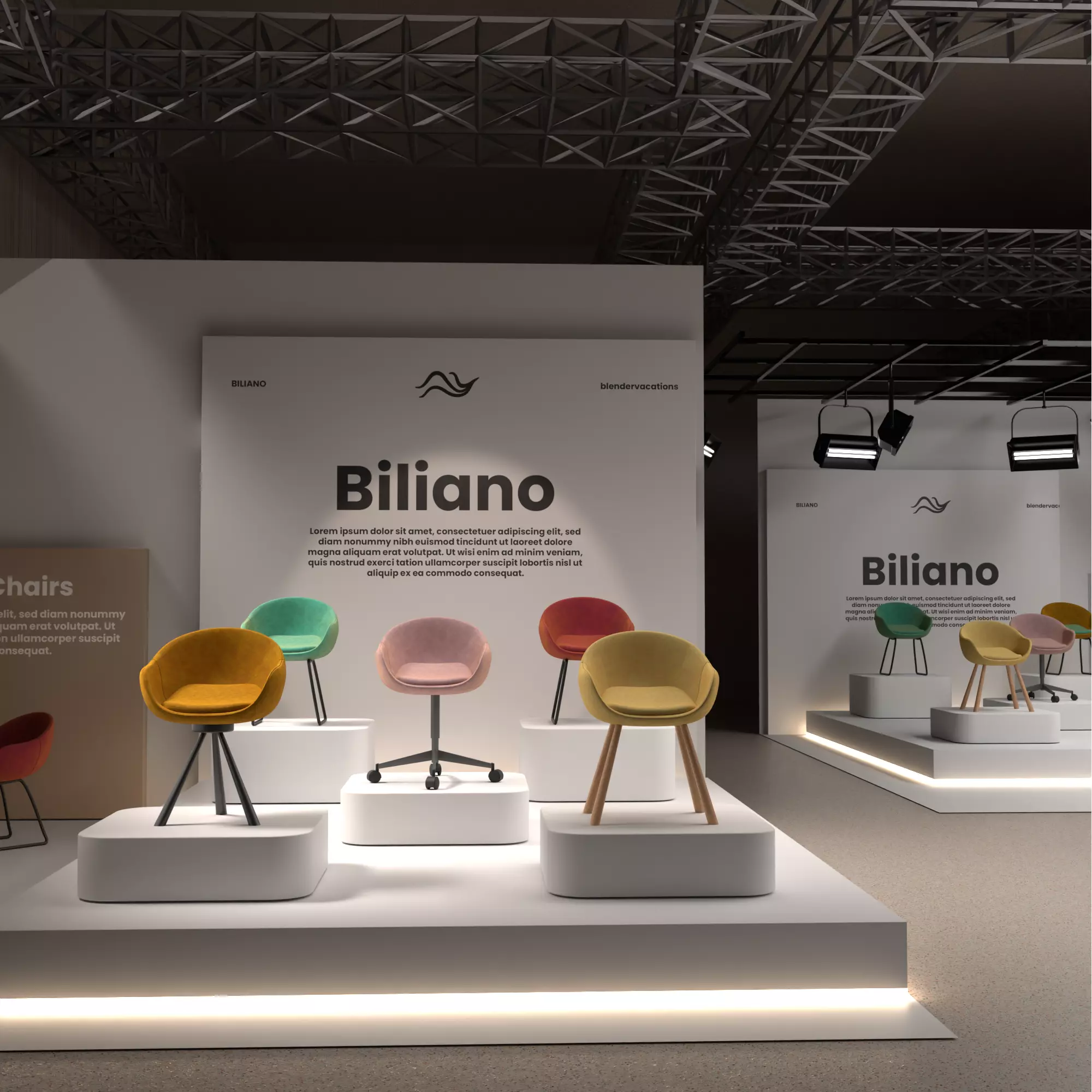 exhibition booth ware house Low-poly 3D model
