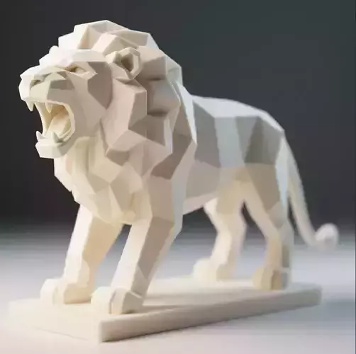 640   Low Poly    Roaring  Lion   cat  monster  dog