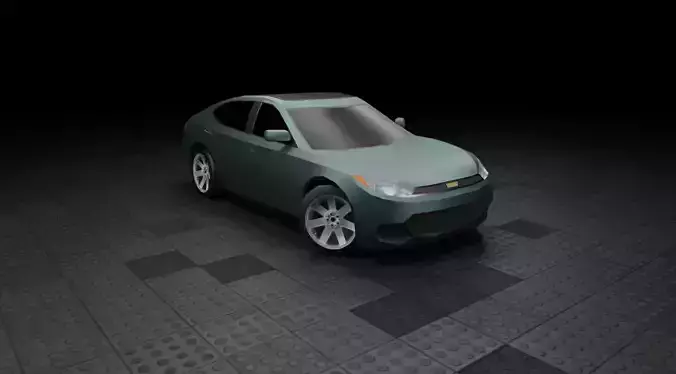 Low Poly Modern Generic Full-Sized Sedan 