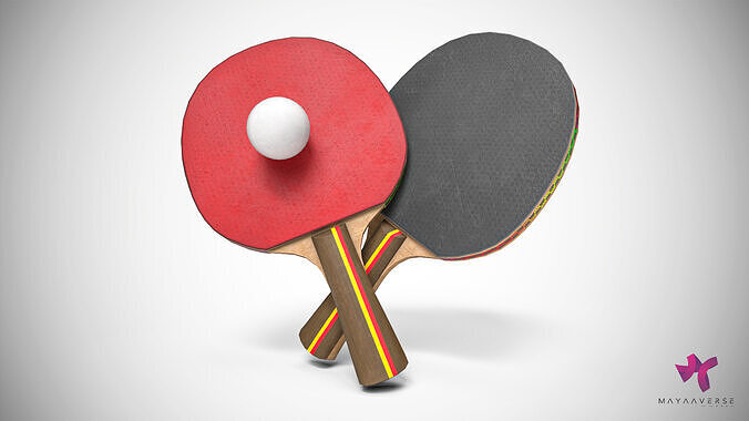 Table Tennis Paddle and Ball Low-poly 3D model