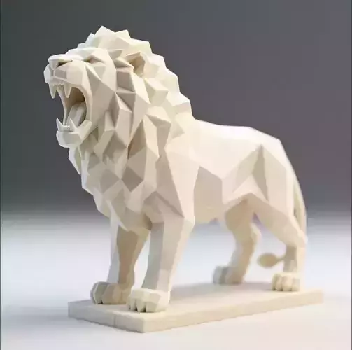 641 Low Poly Roaring Lion   character monster fantasy