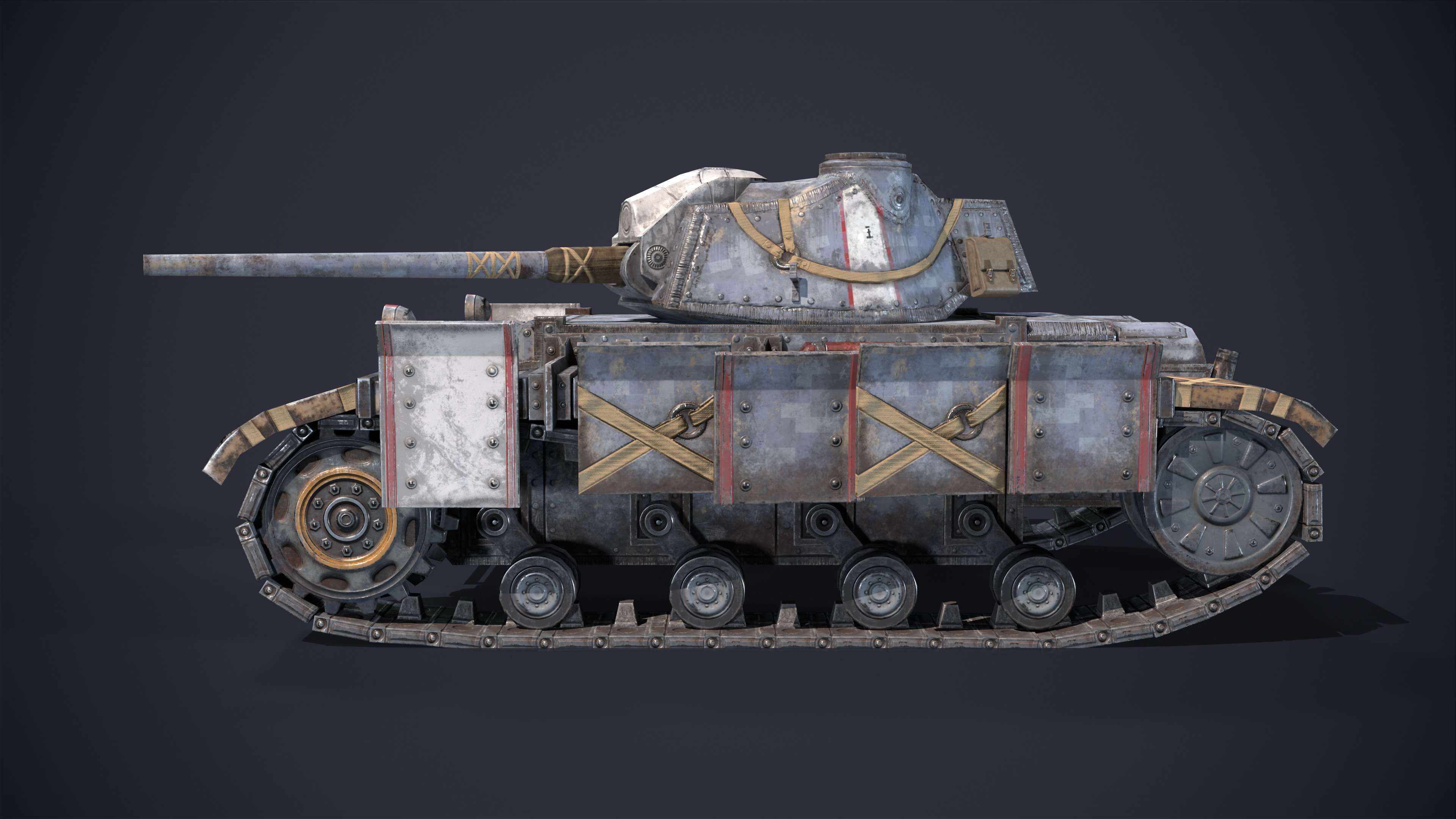 Tank Futuristic Low-poly 3D model_3