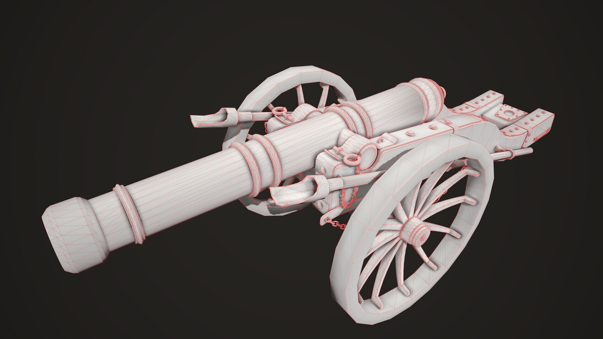 Cannon Louis XIV Medieval Low-poly 3D model_4