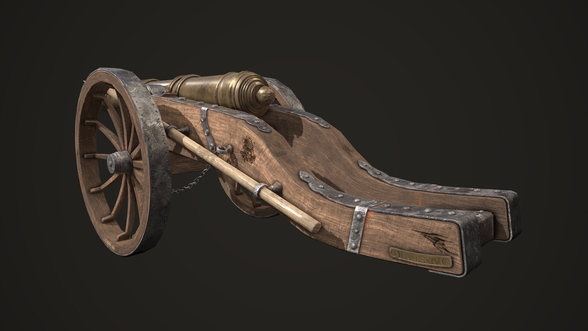 Cannon Louis XIV Medieval Low-poly 3D model_1