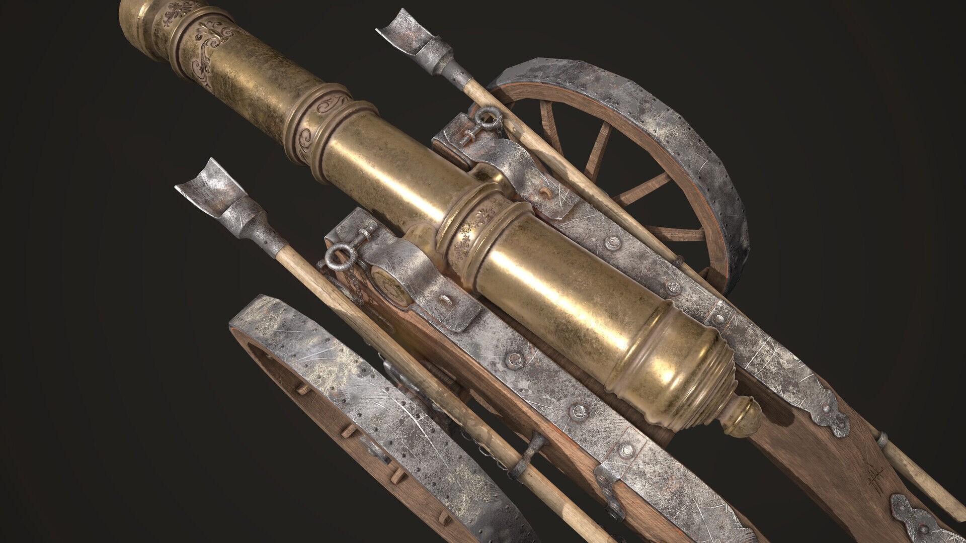 Cannon Louis XIV Medieval Low-poly 3D model_2