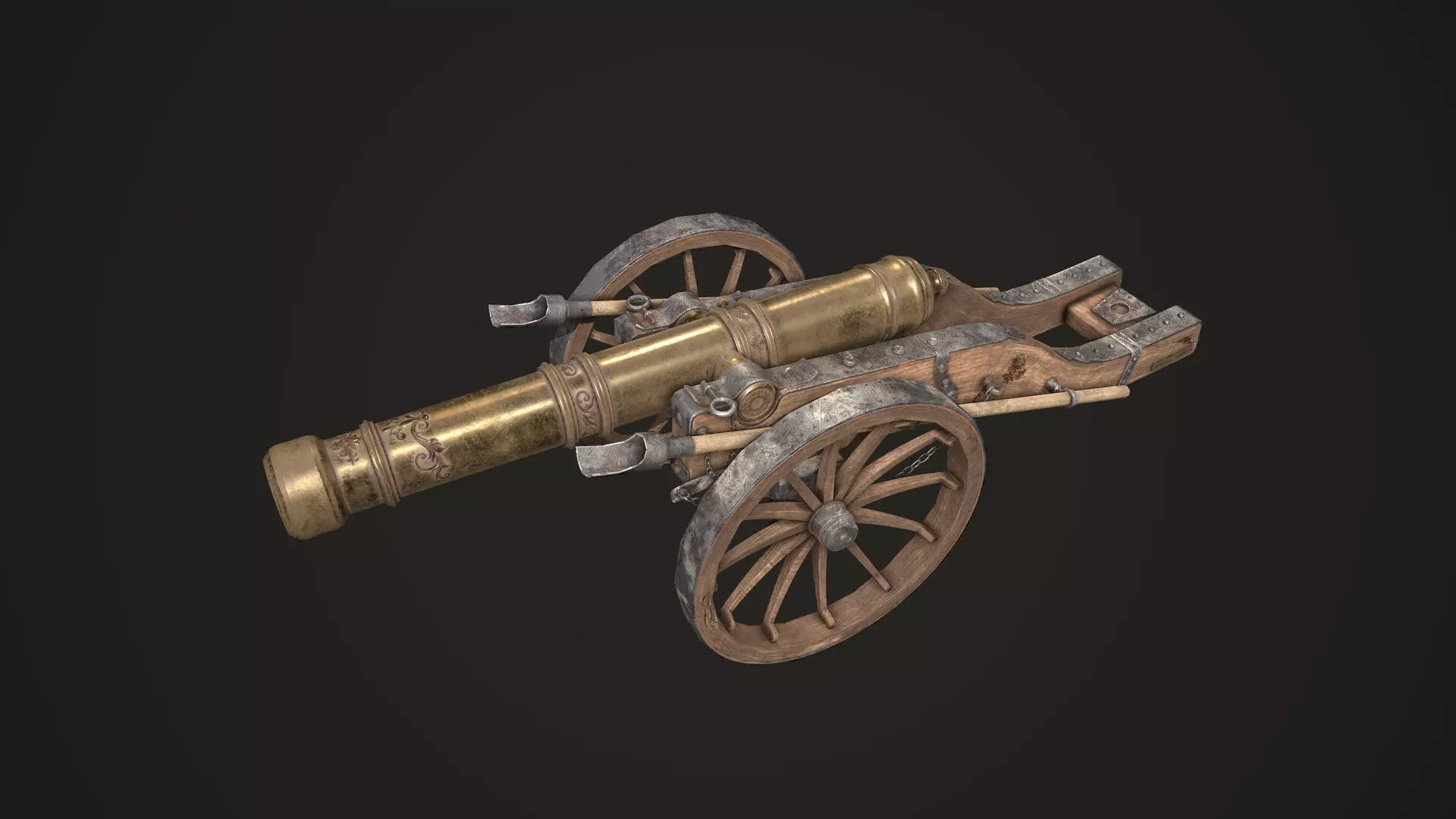 Cannon Louis XIV Medieval Low-poly 3D model_0