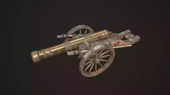 Cannon Louis XIV Medieval Low-poly 3D model