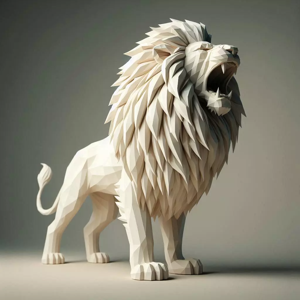 642 Low Poly Roaring Lion fantasy art STL DND 3D 3D print model