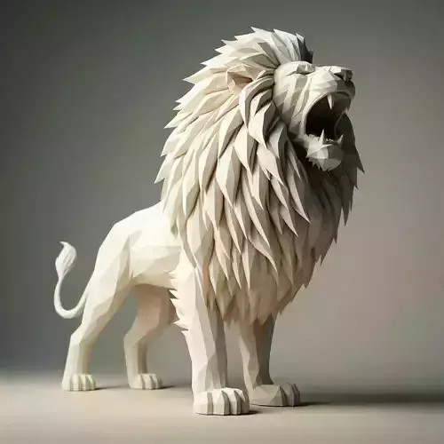 642 Low Poly Roaring Lion  character monster fantasy
