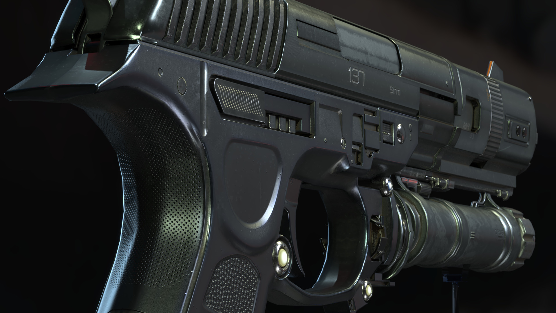 Concept Sci-fi pistol Low-poly 3D model Low-poly 3D model_6