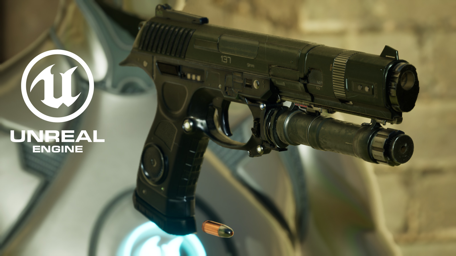 Concept Sci-fi pistol Low-poly 3D model Low-poly 3D model_11