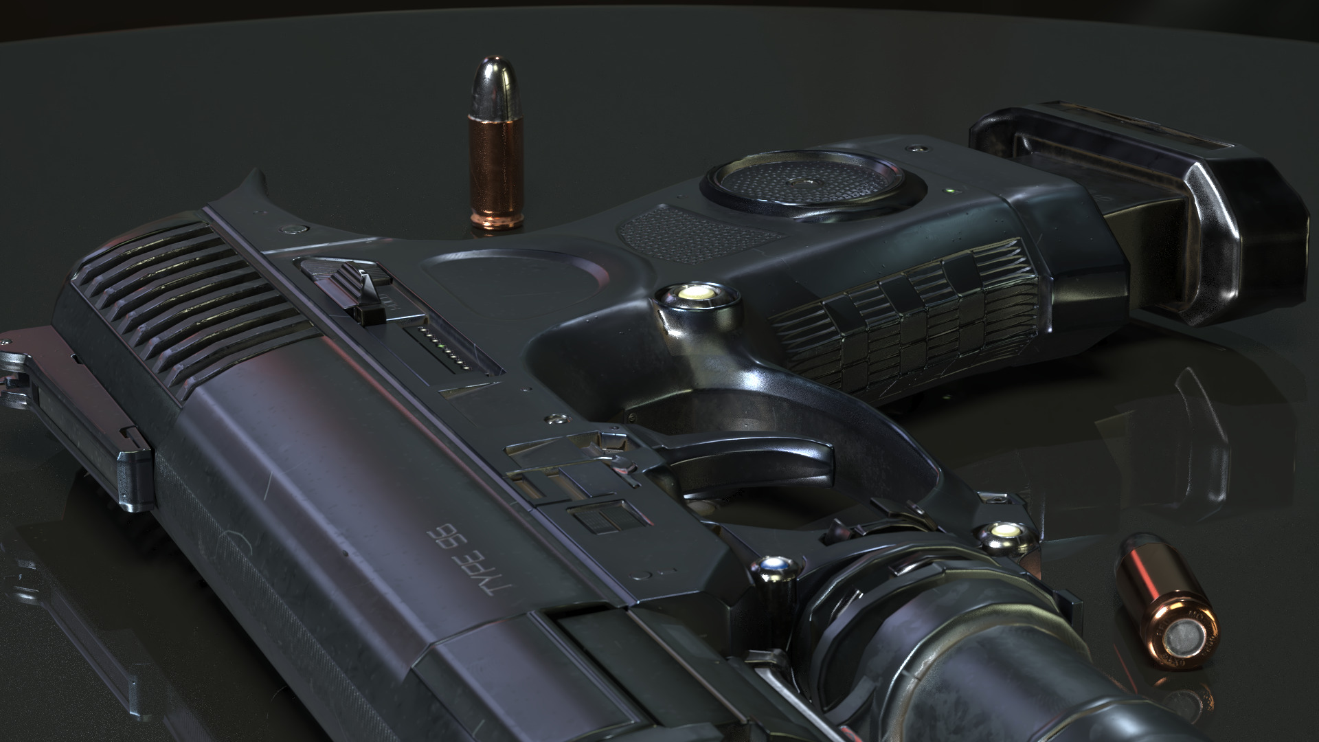 Concept Sci-fi pistol Low-poly 3D model Low-poly 3D model_10