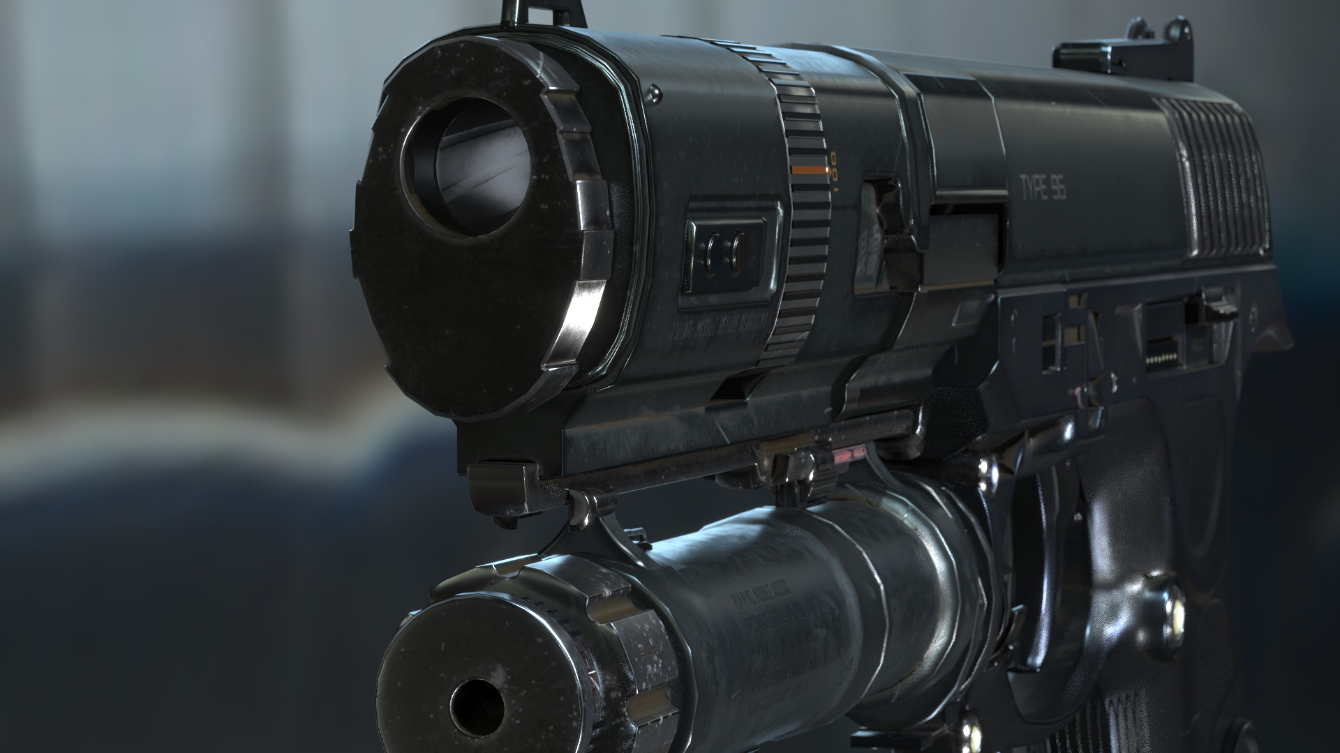 Concept Sci-fi pistol Low-poly 3D model Low-poly 3D model_2