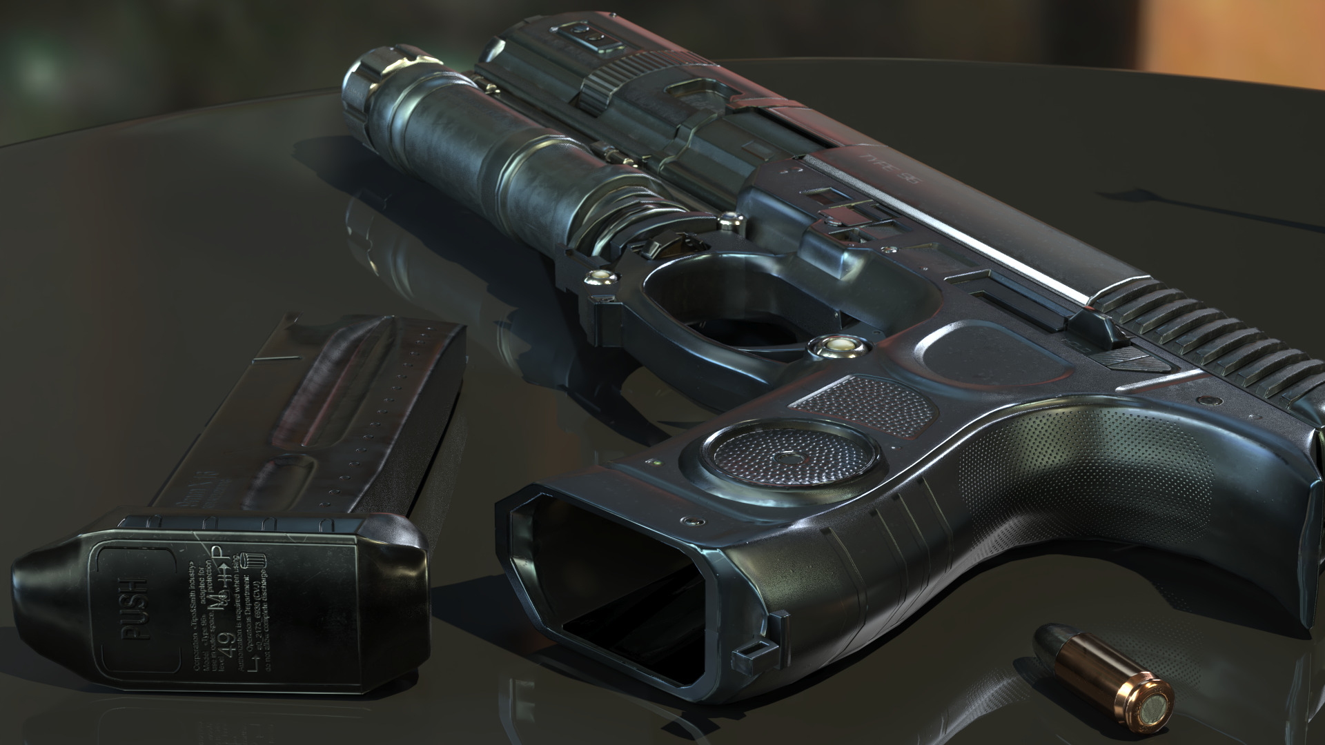 Concept Sci-fi pistol Low-poly 3D model Low-poly 3D model_9