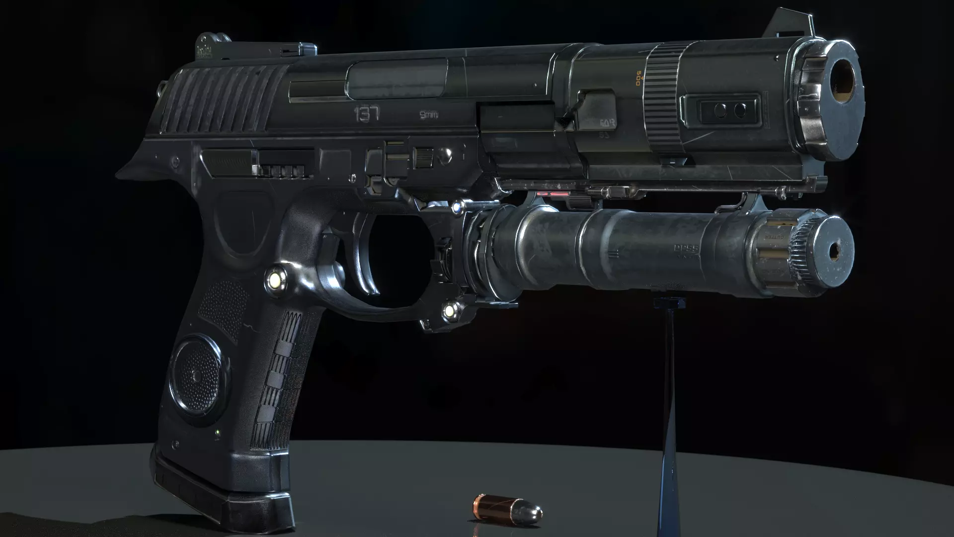 Concept Sci-fi pistol Low-poly 3D model Low-poly 3D model_0