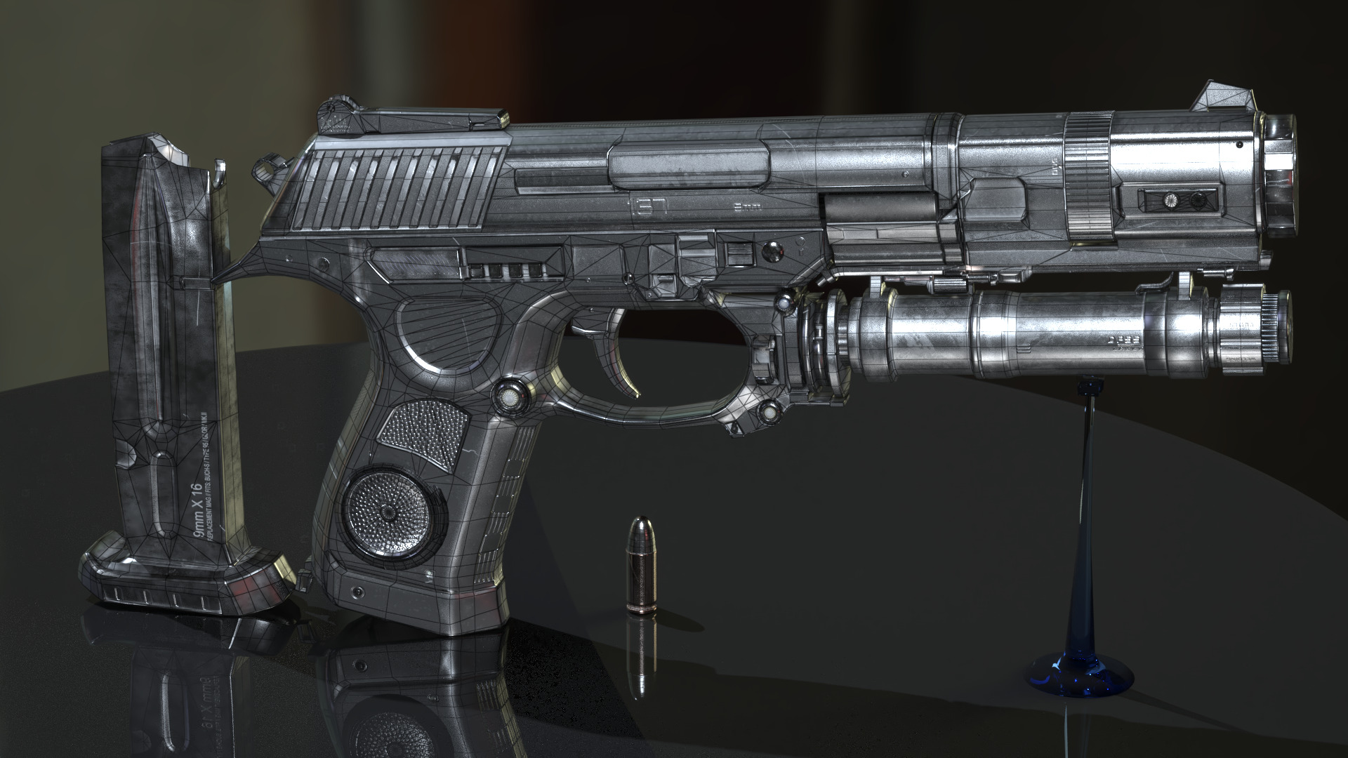 Concept Sci-fi pistol Low-poly 3D model Low-poly 3D model_12