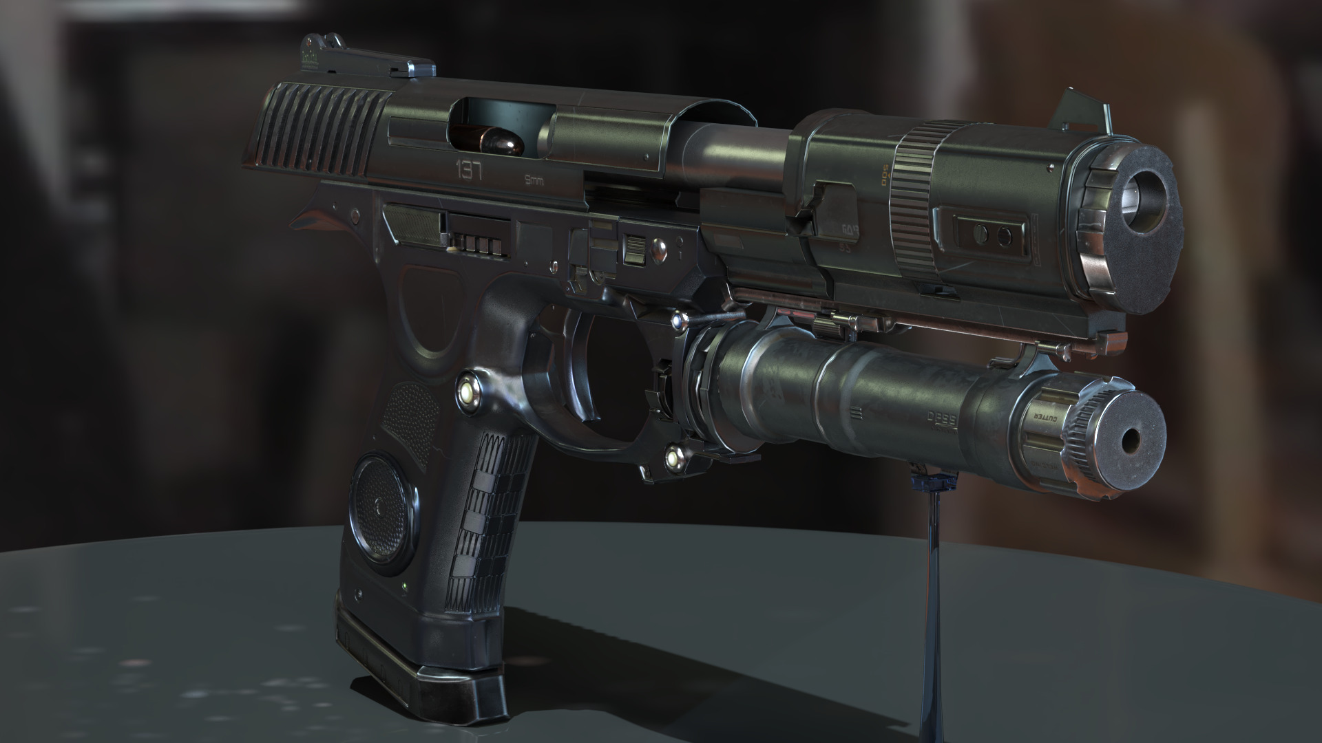 Concept Sci-fi pistol Low-poly 3D model Low-poly 3D model_8