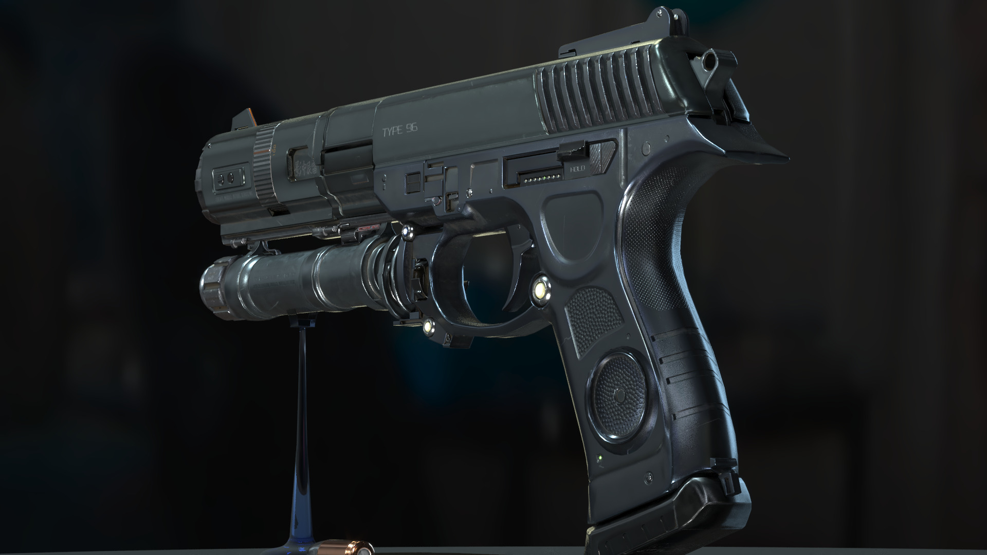 Concept Sci-fi pistol Low-poly 3D model Low-poly 3D model_5