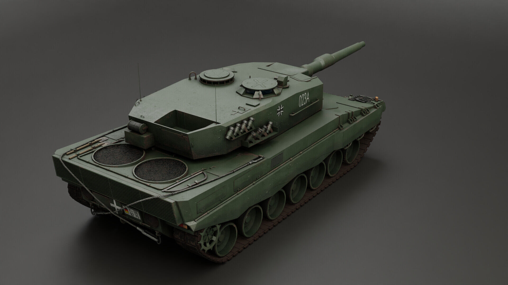 Tank Leopard 2A4 Game Ready PBR-materials Low-poly 3D model_2