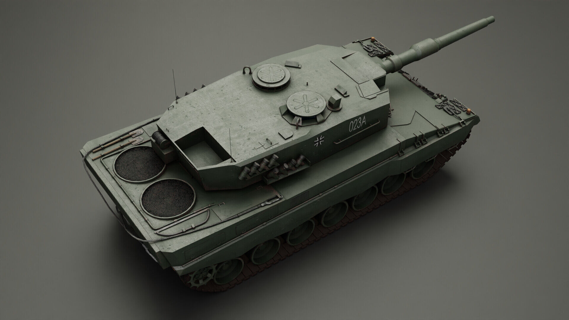 Tank Leopard 2A4 Game Ready PBR-materials Low-poly 3D model_4