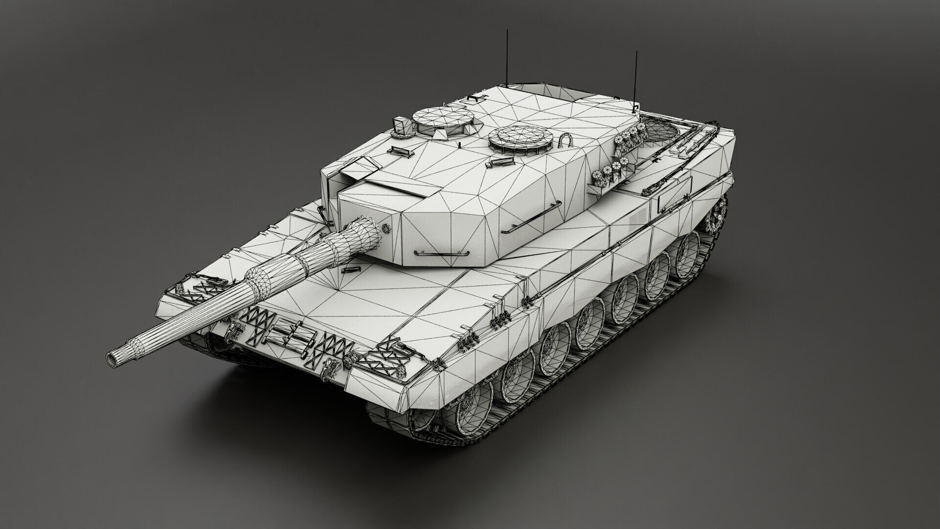 Tank Leopard 2A4 Game Ready PBR-materials Low-poly 3D model_3