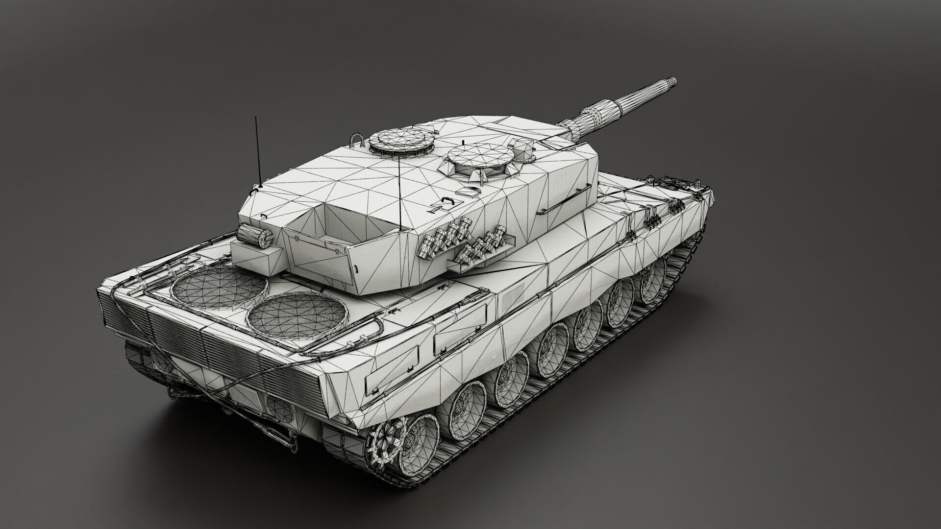 Tank Leopard 2A4 Game Ready PBR-materials Low-poly 3D model_5