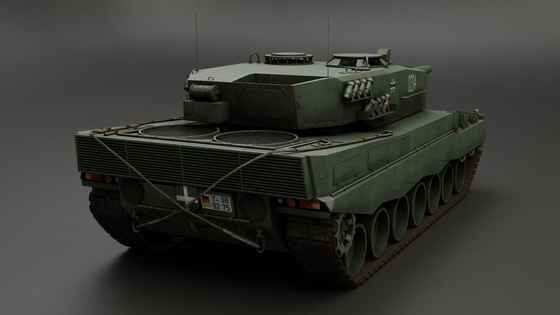 Tank Leopard 2A4 Game Ready PBR-materials Low-poly 3D model_1